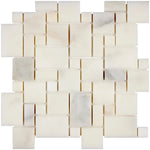 Calacatta Oliva Marble Mini Versailles Pattern Polished Mosaic Tile - TILE & MOSAIC DEPOT