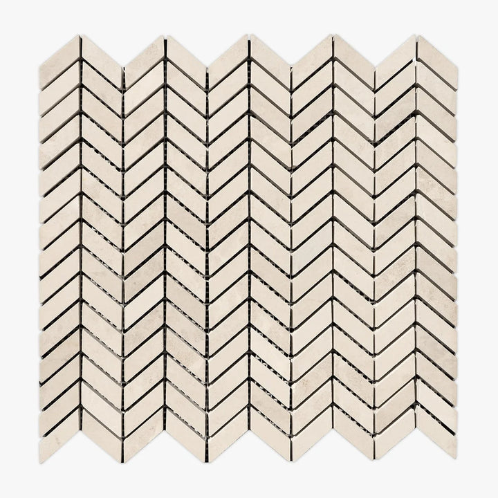 Crema Perlino Limestone Mini Chevron Honed Mosaic