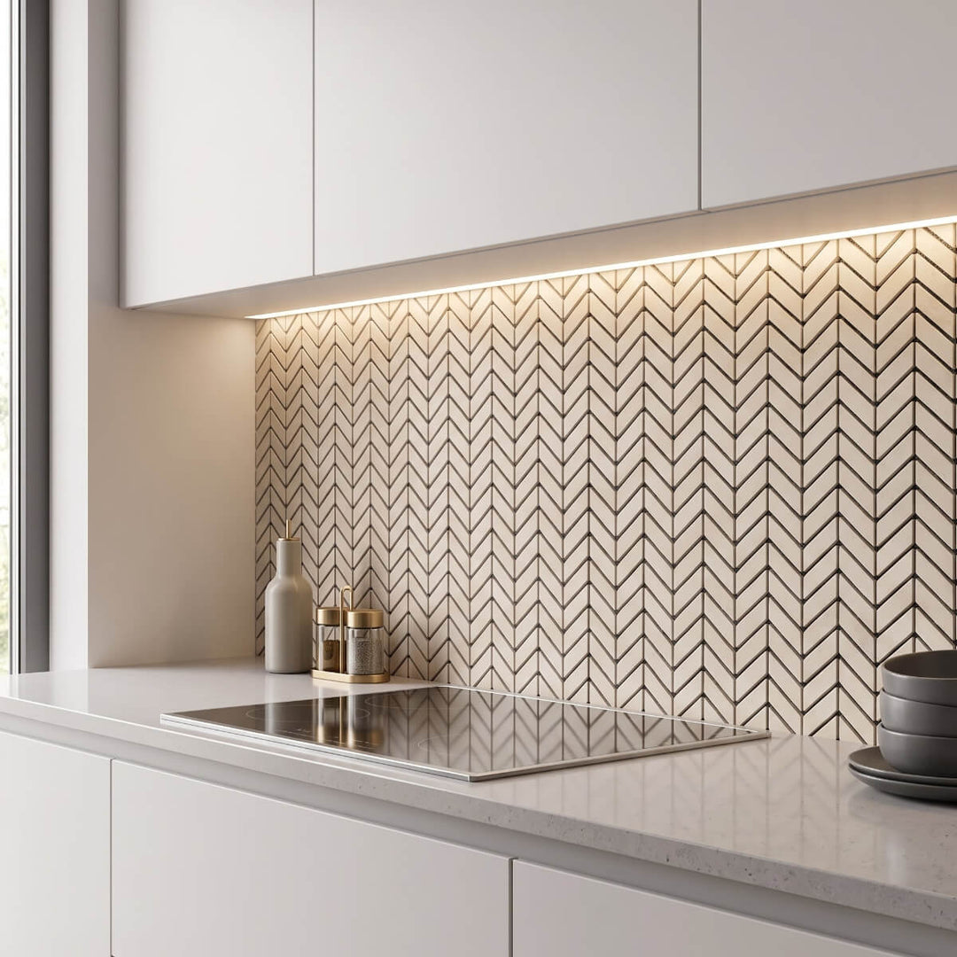 Crema Perlino Limestone Mini Chevron Honed Mosaic