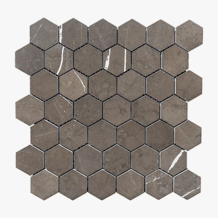 Pietra Gray Marble 2X2 Hexagon Honed Mosaic