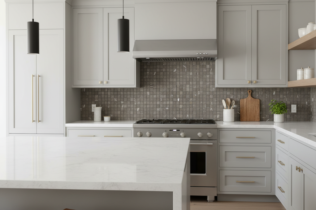 Pietra Gray Marble 1x1 Polished Mosaic