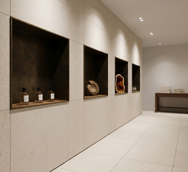 Beige limestone 12x12 honed natural stone tile from TILE AND MOSAIC DEPOT, showing smooth textured surface and square shape.