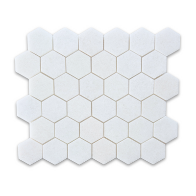 Polar Thassos White 2x2 Hexagon Honed Mosaic Tile