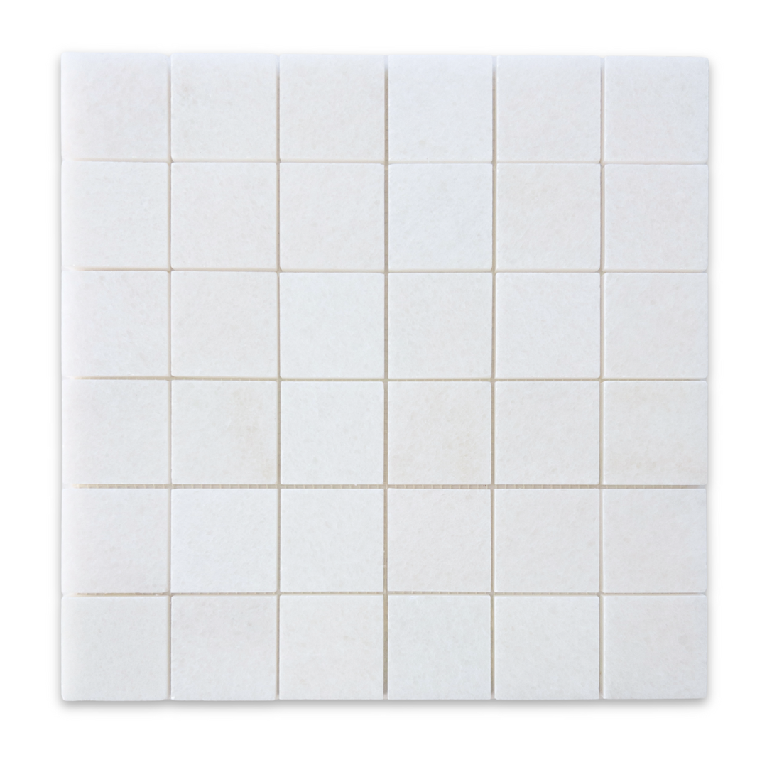 Polar Thassos White 2x2 Square Honed Mosaic Tile - TILE & MOSAIC DEPOT