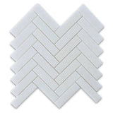Polar Thassos White 1x4 Herringbone Honed Mosaic Tile