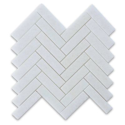 Polar Thassos White 1x4 Herringbone Honed Mosaic Tile