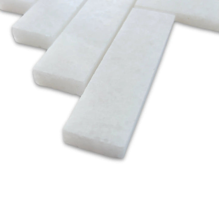 Polar Thassos White 1x4 Herringbone Honed Mosaic Tile - TILE & MOSAIC DEPOT