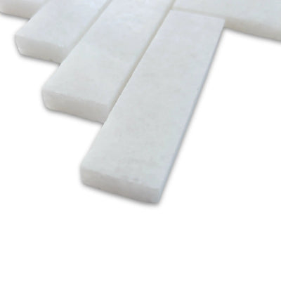 Polar Thassos White 1x4 Herringbone Honed Mosaic Tile