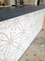 ROCKEFELLER White Sunburst Eastern White, Brass Mosaic Tile - TILE & MOSAIC DEPOT