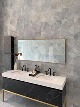 ROCKEFELLER Grey Nouveau Imperial Grey, Brass Mosaic Tile - TILE & MOSAIC DEPOT