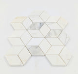 Statuario Marble 3D Rhombus Marble Mosaic Tile - TILE & MOSAIC DEPOT