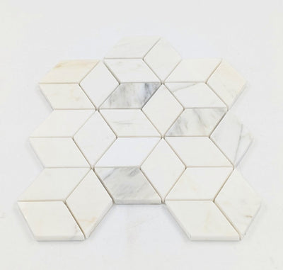 Statuario Marble 3D Rhombus Marble Mosaic Tile - TILE & MOSAIC DEPOT