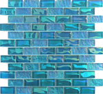 Vidrofina Ocean Blue 1x2 Glass Mosaic Tile - TILE & MOSAIC DEPOT