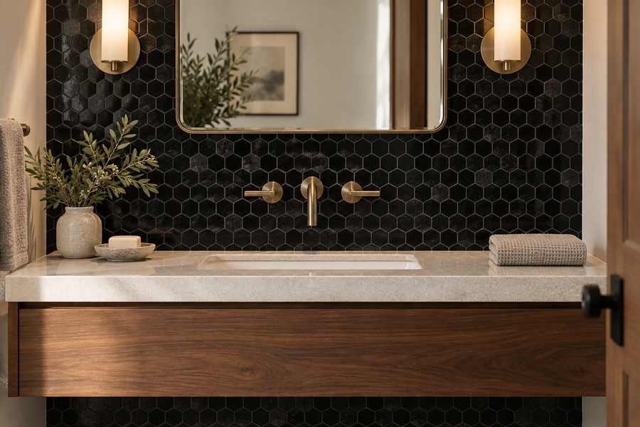 Absolute Black Granite 2x2 Hexagon Polished Mosaic Tile