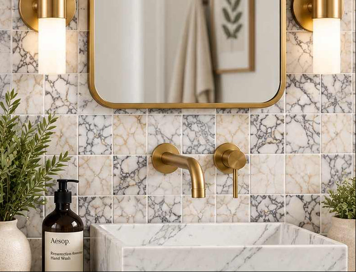 Calacatta Viola Marble 6x6 Tumbled Tile