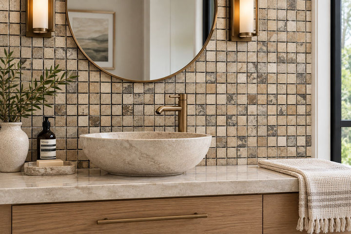 1 x 1 Tumbled Philadelphia Travertine Mosaic Tile