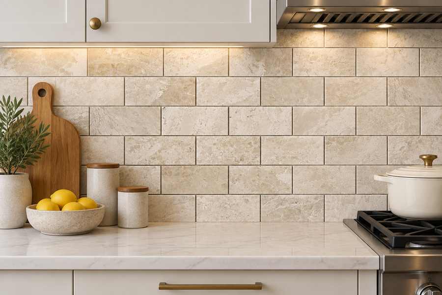 2x4 Royal Beige Polished Marble Brick Mosaic