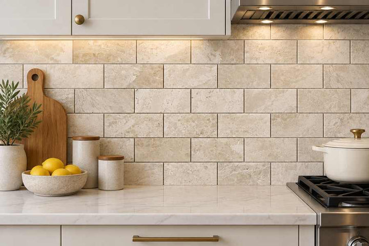 2x4 Royal Beige Polished Marble Brick Mosaic