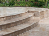 Noce Travertine 16x24 Tumbled Double Bullnose 5 cm Pool Coping - TILE & MOSAIC DEPOT