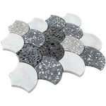 Rialto Terrazzo Bianco Carrara Fish Scale Mosaic Tile - TILE & MOSAIC DEPOT