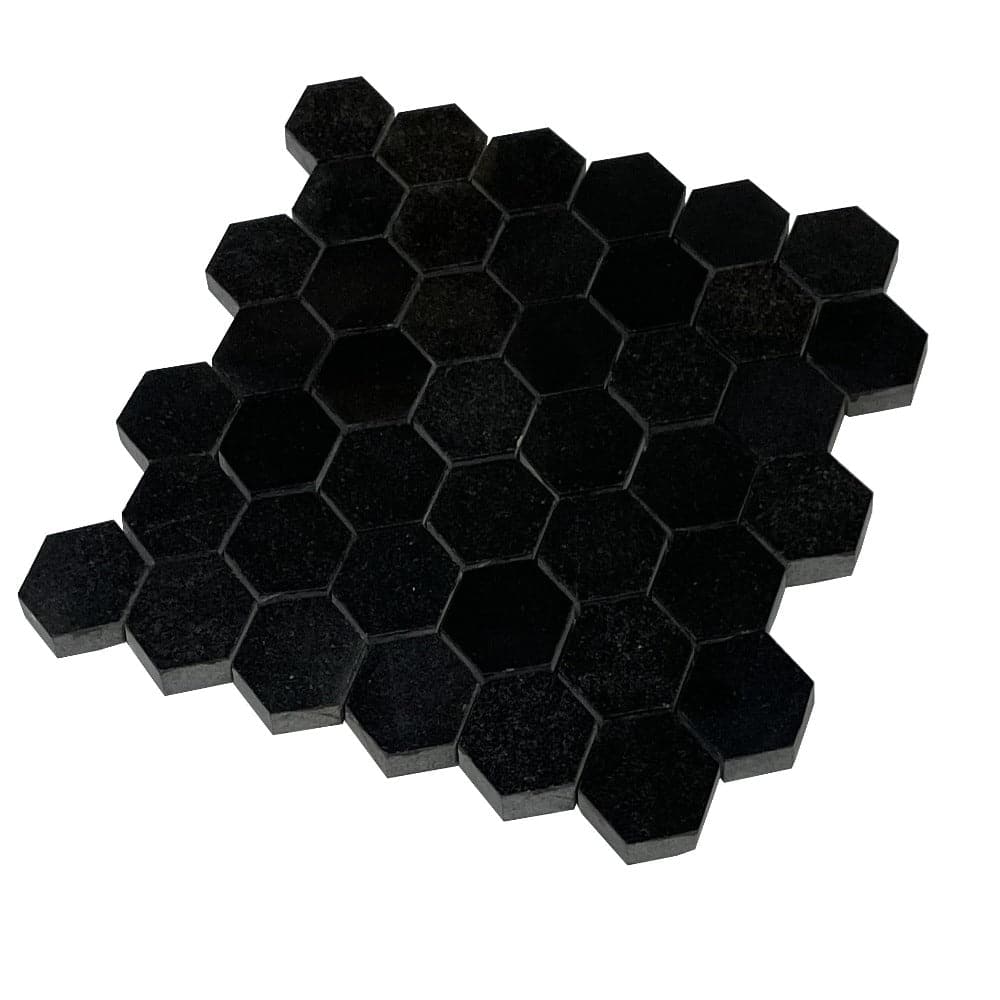 Absolute Black Granite 2x2 Hexagon Polished Mosaic Tile - TILE & MOSAIC DEPOT