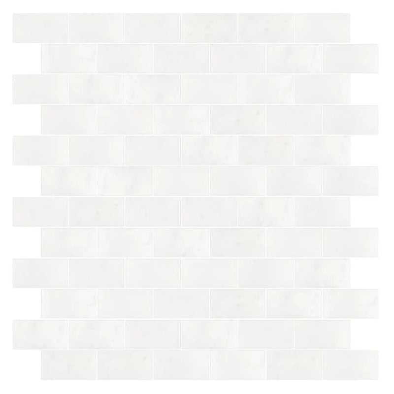 Afyon White Marble 2x4 Polished Brick Mosaic Tile - TILE & MOSAIC DEPOT