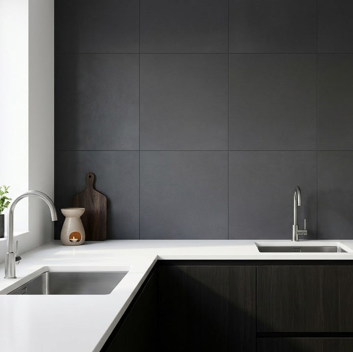 Basalt Black 24×24 Honed Tile - TILE AND MOSAIC DEPOT