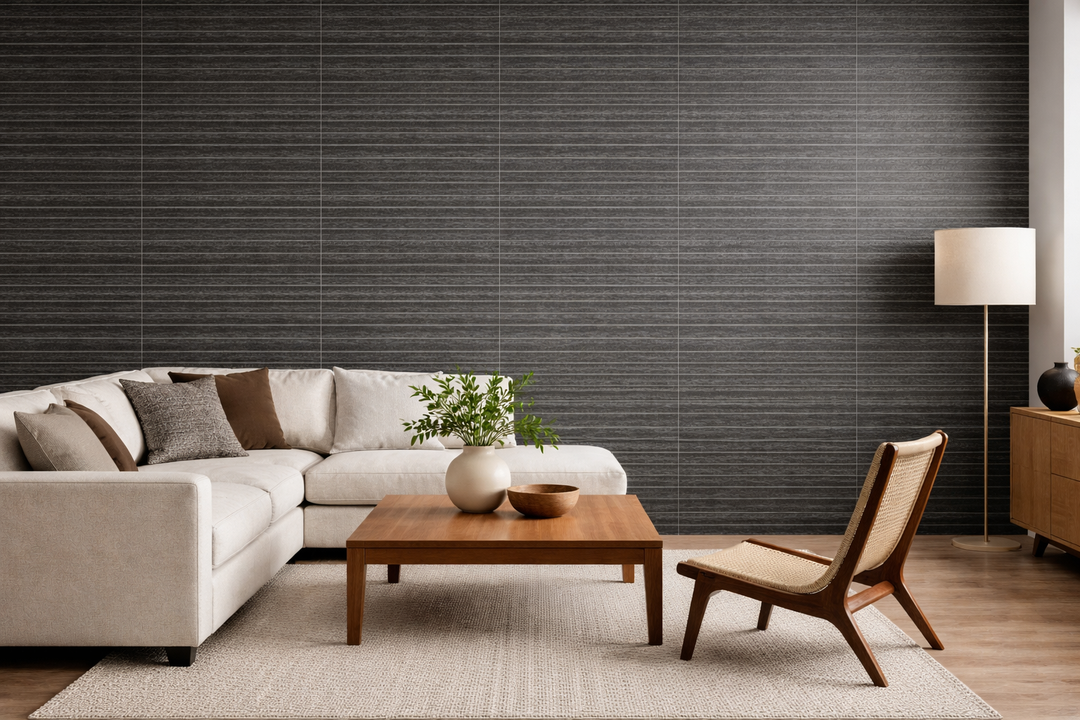 Basalt Black 12×24 Pinstripe Textured Tile - TILE AND MOSAIC DEPOT
