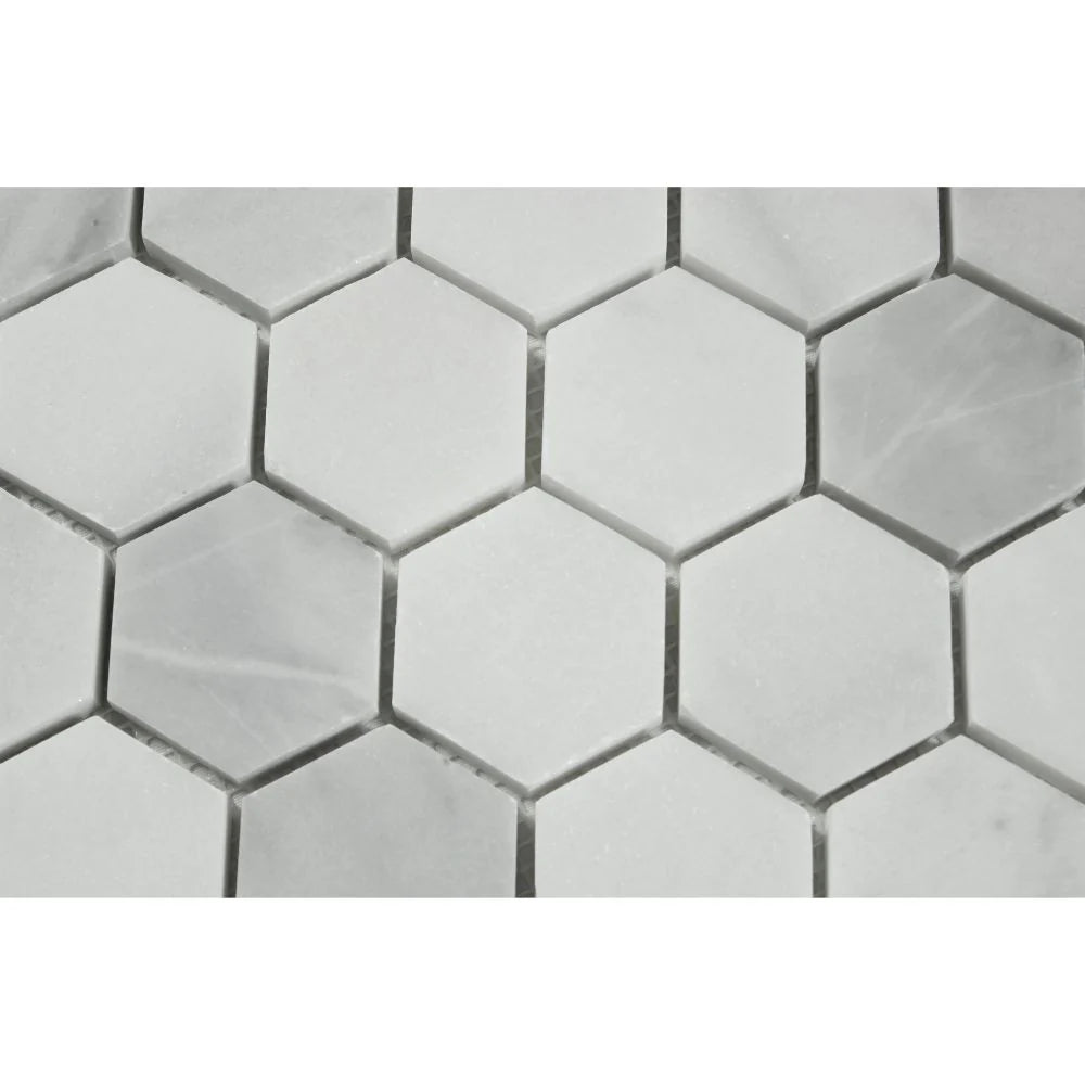 Bianco Caldo Mugla White 2x2 Hexagon Polished Mosaic Tile - TILE & MOSAIC DEPOT