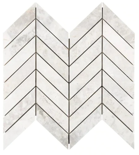 Bianco Congelato Nimbus Marble Chevron Honed Mosaic Tile - TILE & MOSAIC DEPOT