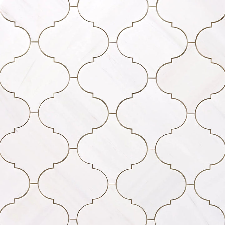 Bianco Dolomite Marble Lantern (Arabesque) 6" Polished Mosaic Tile - TILE & MOSAIC DEPOT