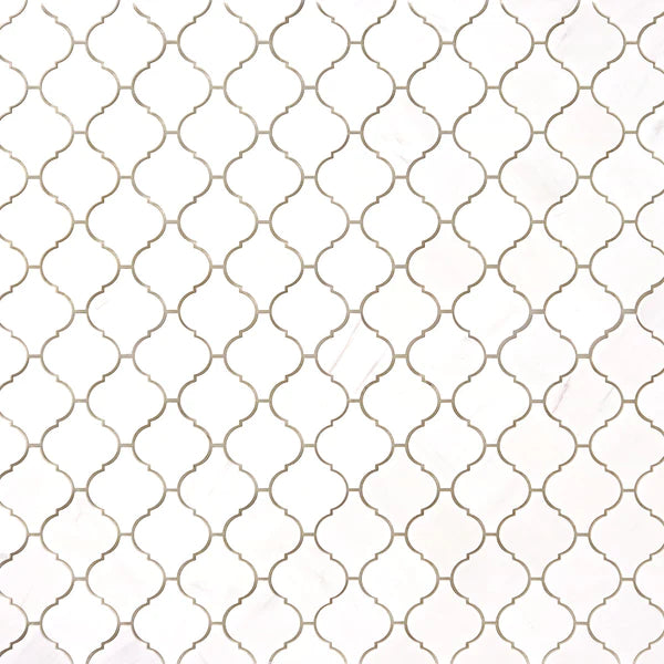 Bianco Dolomite Marble Lantern (Arabesque) Polished Mosaic Tile - TILE & MOSAIC DEPOT