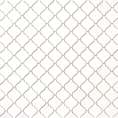 Bianco Dolomite Marble Lantern (Arabesque) Polished Mosaic Tile - TILE & MOSAIC DEPOT