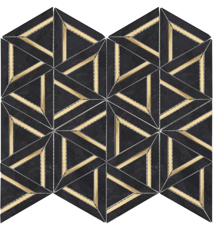 rockart black metal brass mosaic