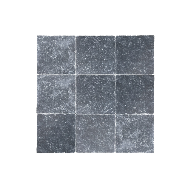 Black Marble 4x4 Tumbled Tile - TILE & MOSAIC DEPOT
