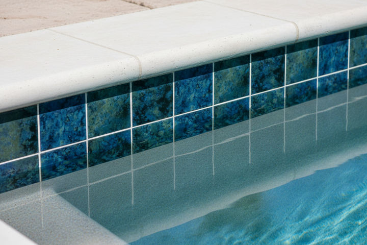 Bora Sea Green 6x6 Pool Tile at Waterline