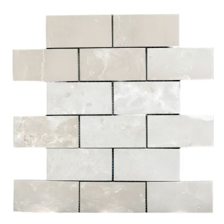 Botticino Beige Marble 2x4 Polished Mosaic Tile (Clearance) - TILE & MOSAIC DEPOT