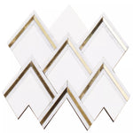 Thassos &  Carrara Marble Brass Polished Waterjet Mosaic Tile