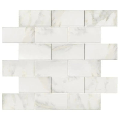 Calacatta Oliva Marble 2x4 Deep Beveled Polished Mosaic Tile - TILE & MOSAIC DEPOT