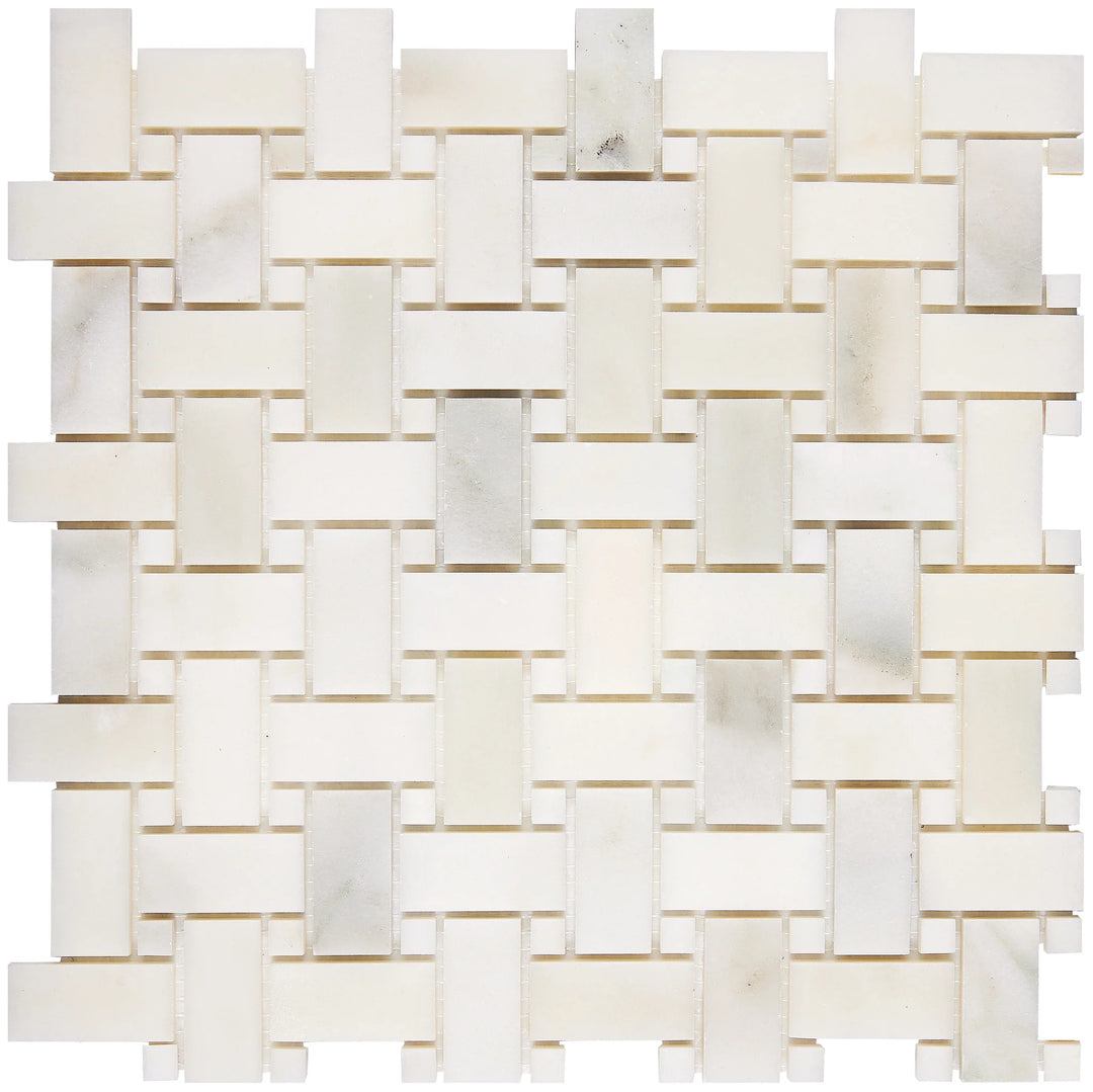 Calacatta Oliva Marble Basketweave Honed Mosaic Tile - TILE & MOSAIC DEPOT