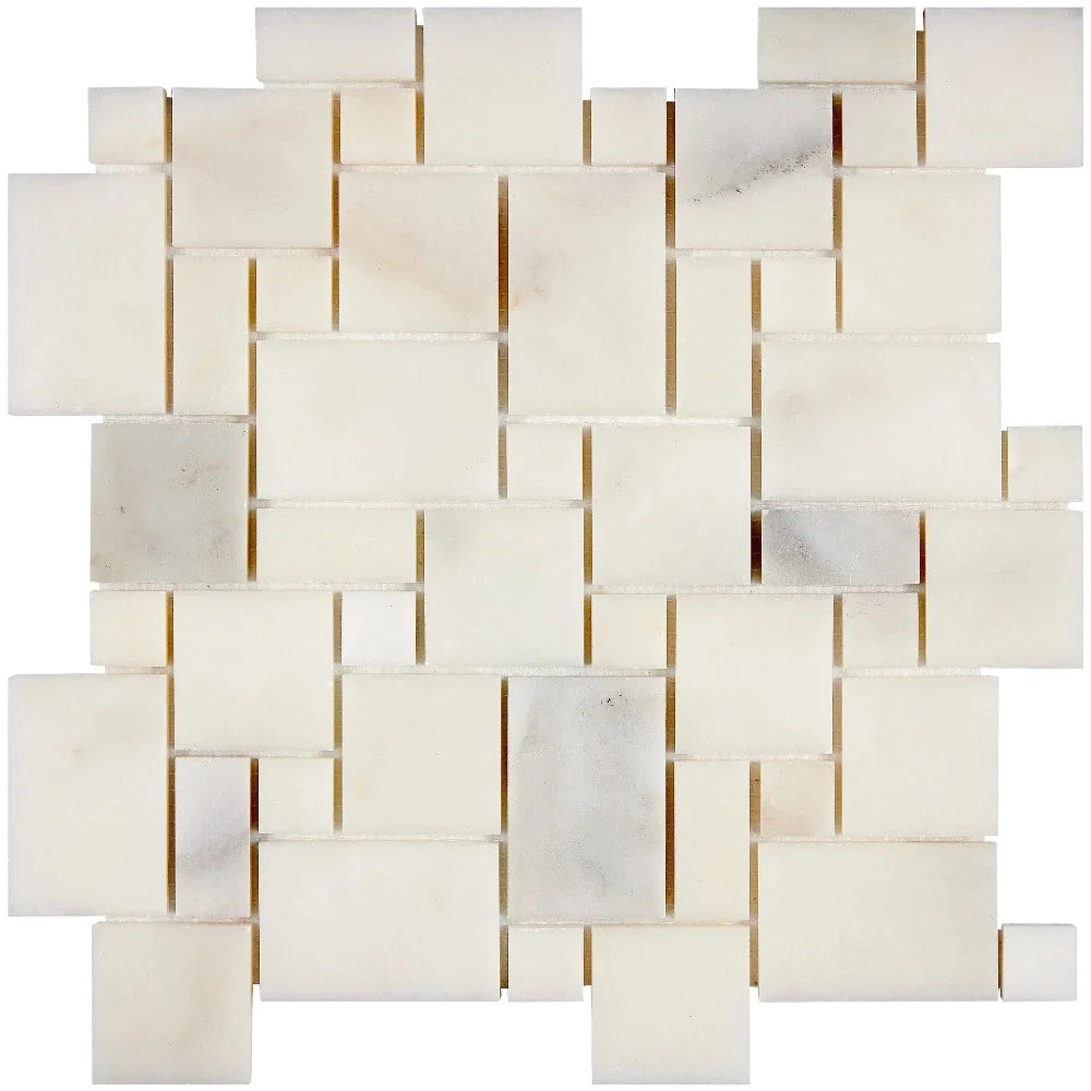 Calacatta Oliva Marble Mini Versailles Pattern Honed Mosaic Tile | TILE ...