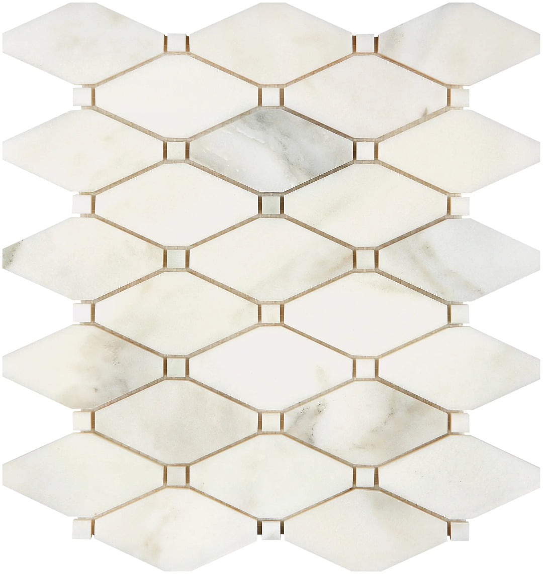 Calacatta Oliva Marble Octave Long Octagon Honed Mosaic Tile - TILE & MOSAIC DEPOT