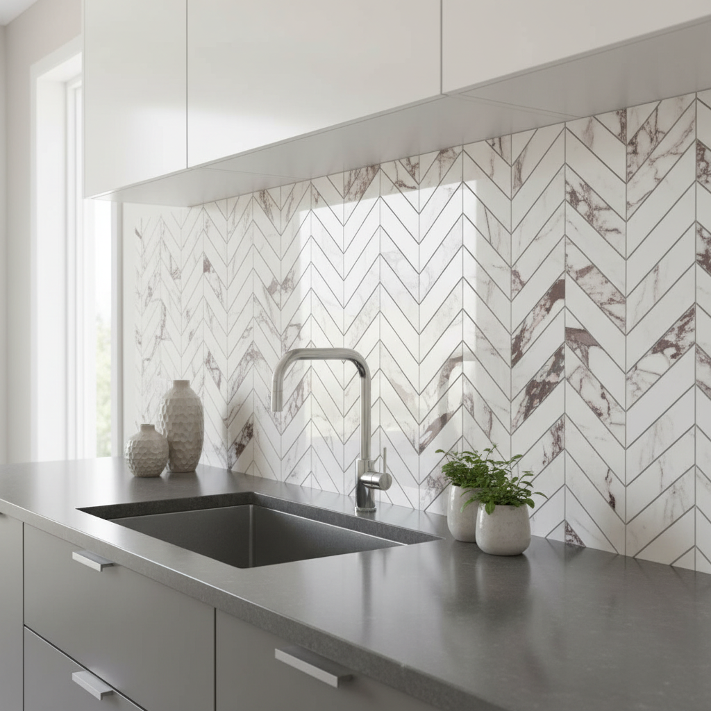 Calacatta Viola Marble 2x8 Chevron Polished Mosaic Tile - TILE & MOSAIC DEPOT