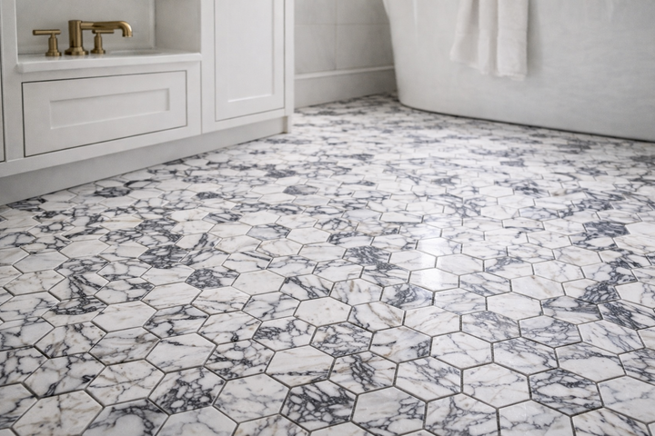 Calacatta Viola Marble 2x2 Hexagon Honed Mosaic Tile - TILE AND MOSAIC DEPOT