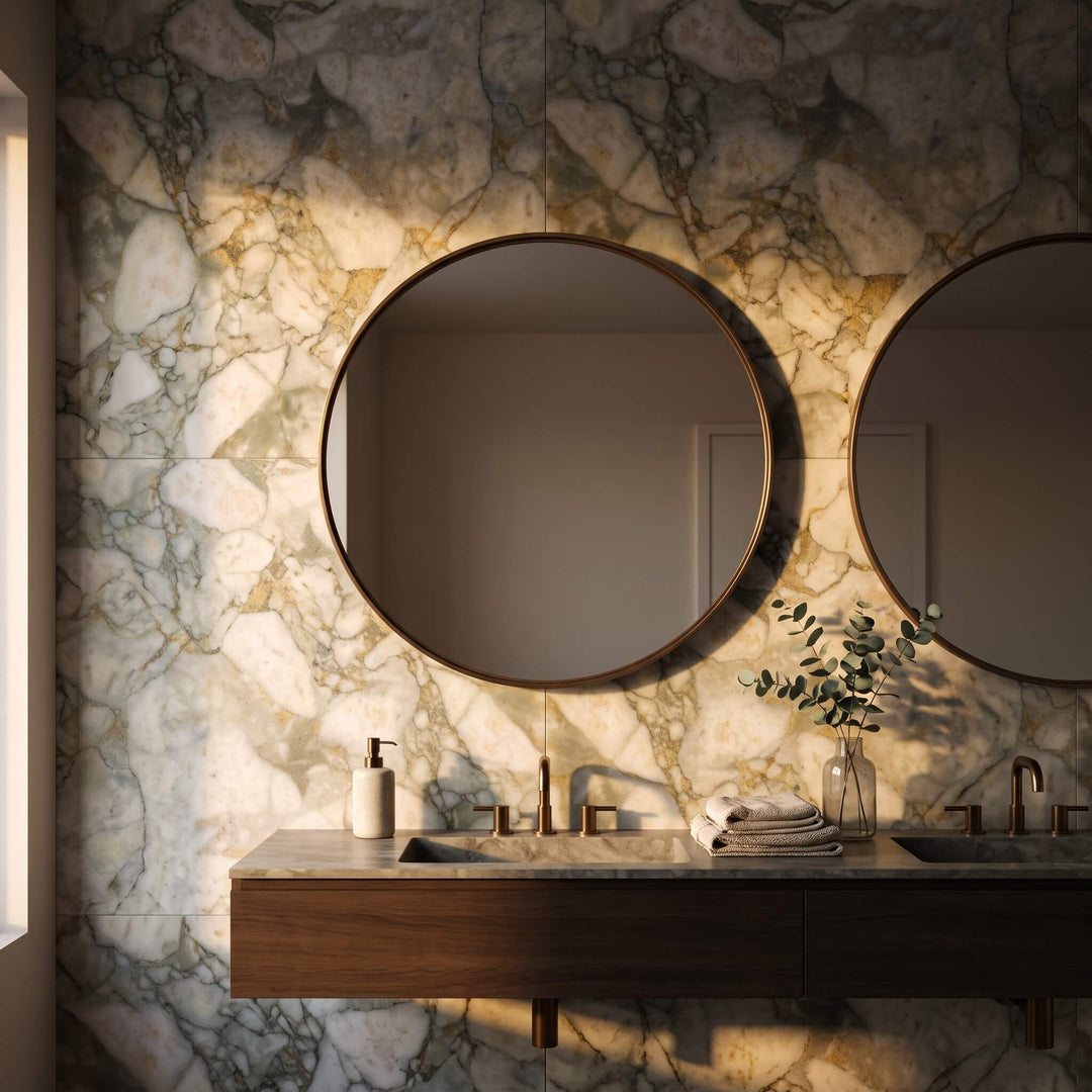 Calacatta Olive Green Marble 12x24 Brushed Tile