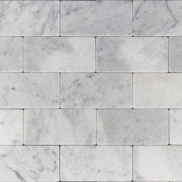 White Carrara Marble 3x6 Tumbled Tile