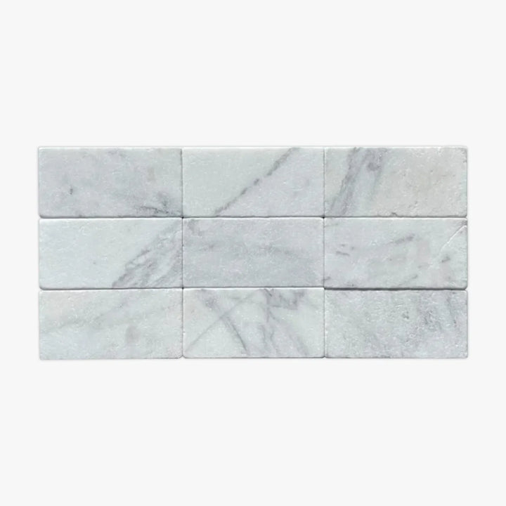 White Carrara Marble 3x6 Tumbled Tile