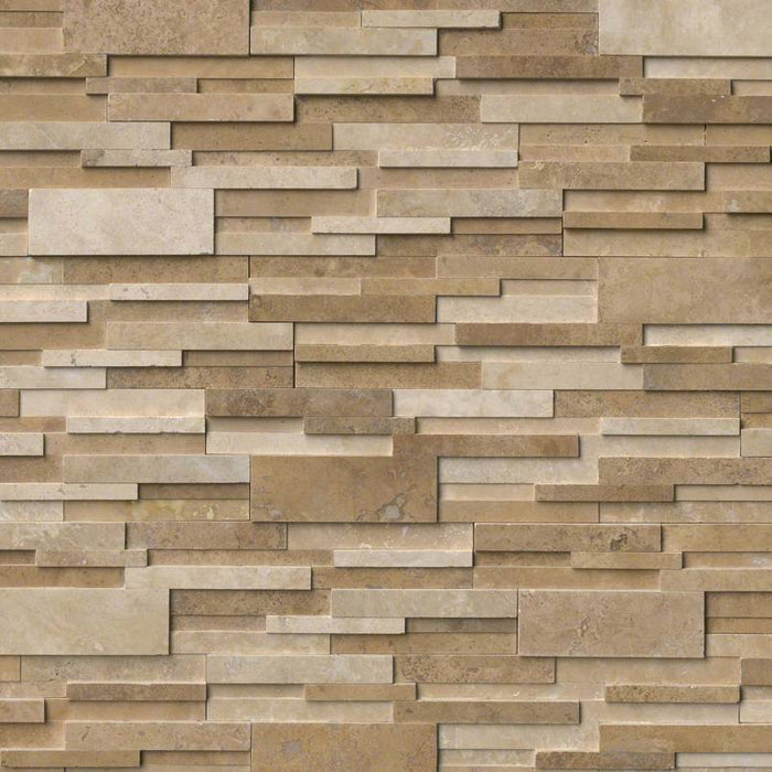 Ivory & Noce Travertine Blend HONED 6X18 Stacked Stone Ledger Panel Corner