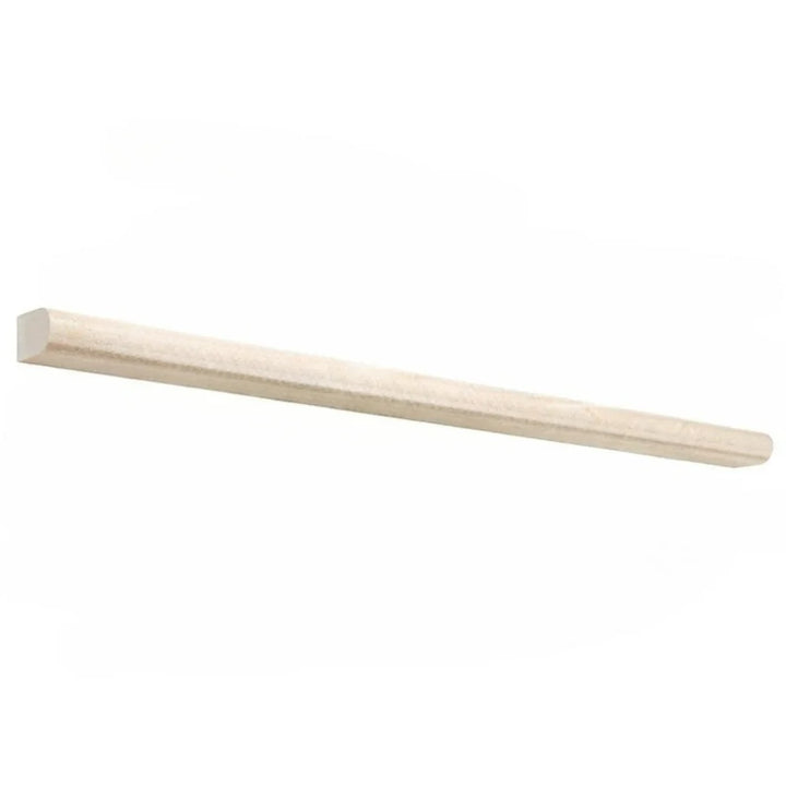 Crema Marfil Turkish marble 1/2x12 polished pencil liner for moldings and trims, showcasing smooth, creamy beige marble surface.