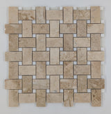 Cappuccino Marble Basketweave with White Dot Polished Mosaic Tile (Clearance) - TILE & MOSAIC DEPOT